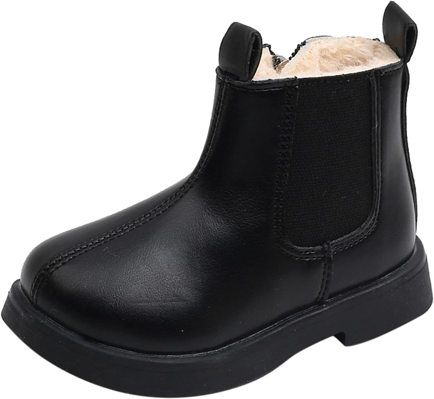 

Generic Ботинки для малышей мальчиков и девочек водонепроницаемые ботинки на щиколотку с боковой молнией, флисовые, ветронепроницаемые короткие ботинки, теплые зимние снежные ботинки (черные, 6-7 лет)