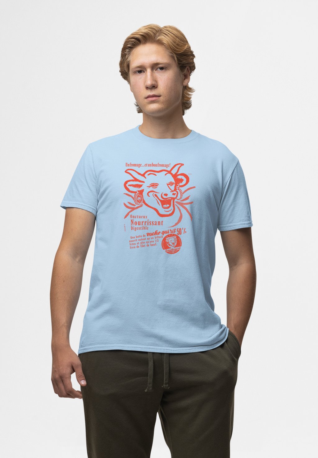 

Футболка с принтом THE LAUGHING COW UNFROMAGE ET UNBON FROMAGE Henry Tiger, светло-голубой