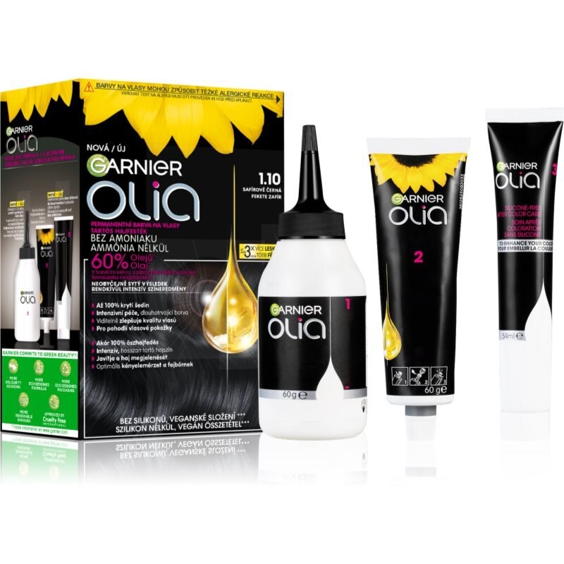 

Перманентная краска для волос Garnier Olia Big Kit оттенок 1.10 Черный Сапфир