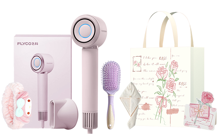 

Фен для волос FH6371 1600Вт с холодным и горячим воздухом Flyco, FH6371 Pink Exclusive Valentine's Day Set
