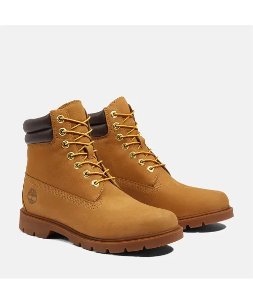 Ботинки 6 дюймов водонепроницаемые Timberland на шнуровке из нубука коричневые — фото 3