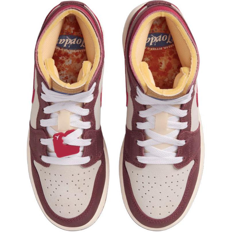 Кроссовки баскетбольные Air 1 устойчивые к истиранию Mid Top детские White Brown Red Jordan, White/Brown Red — фото 4