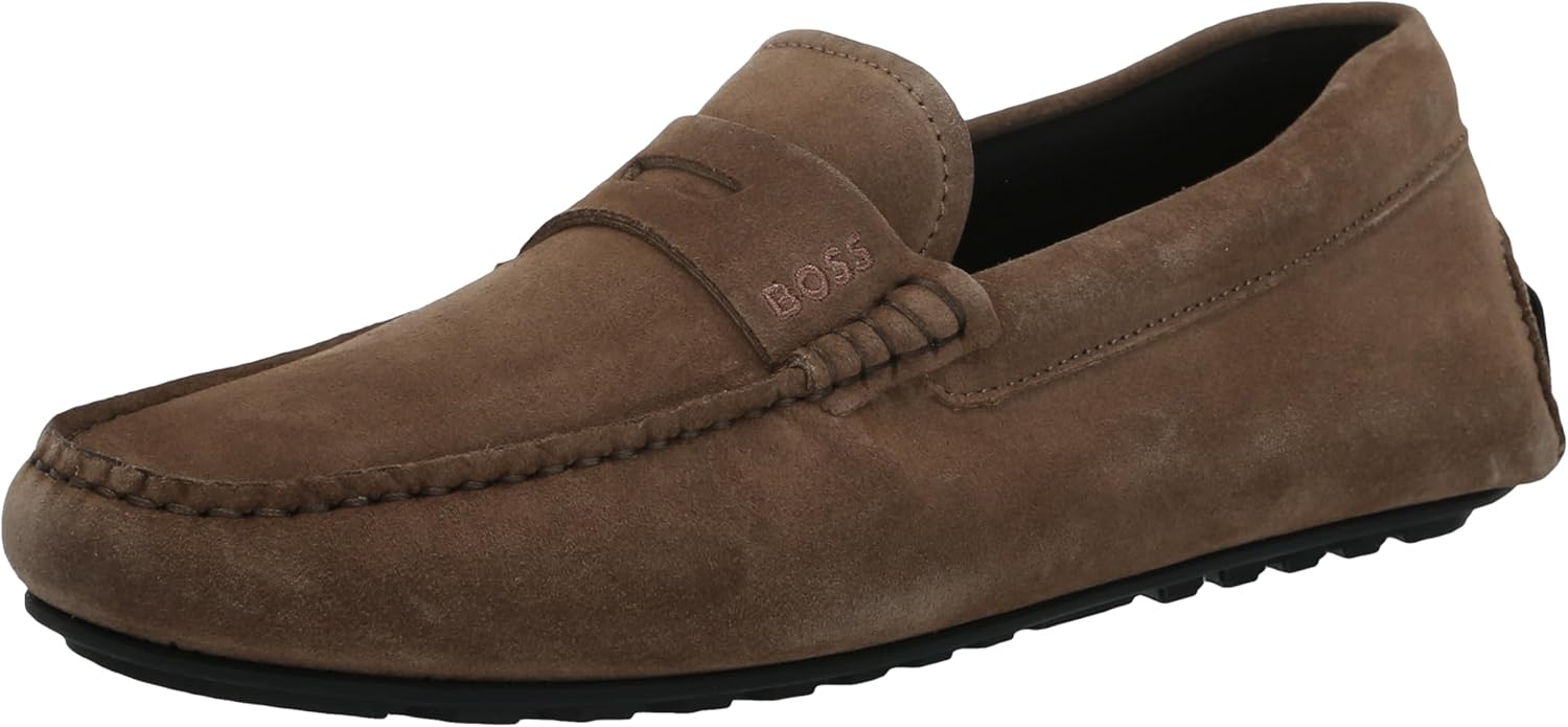 

BOSS мужские гладкие замшевые мокасины-водители, Stone Beige