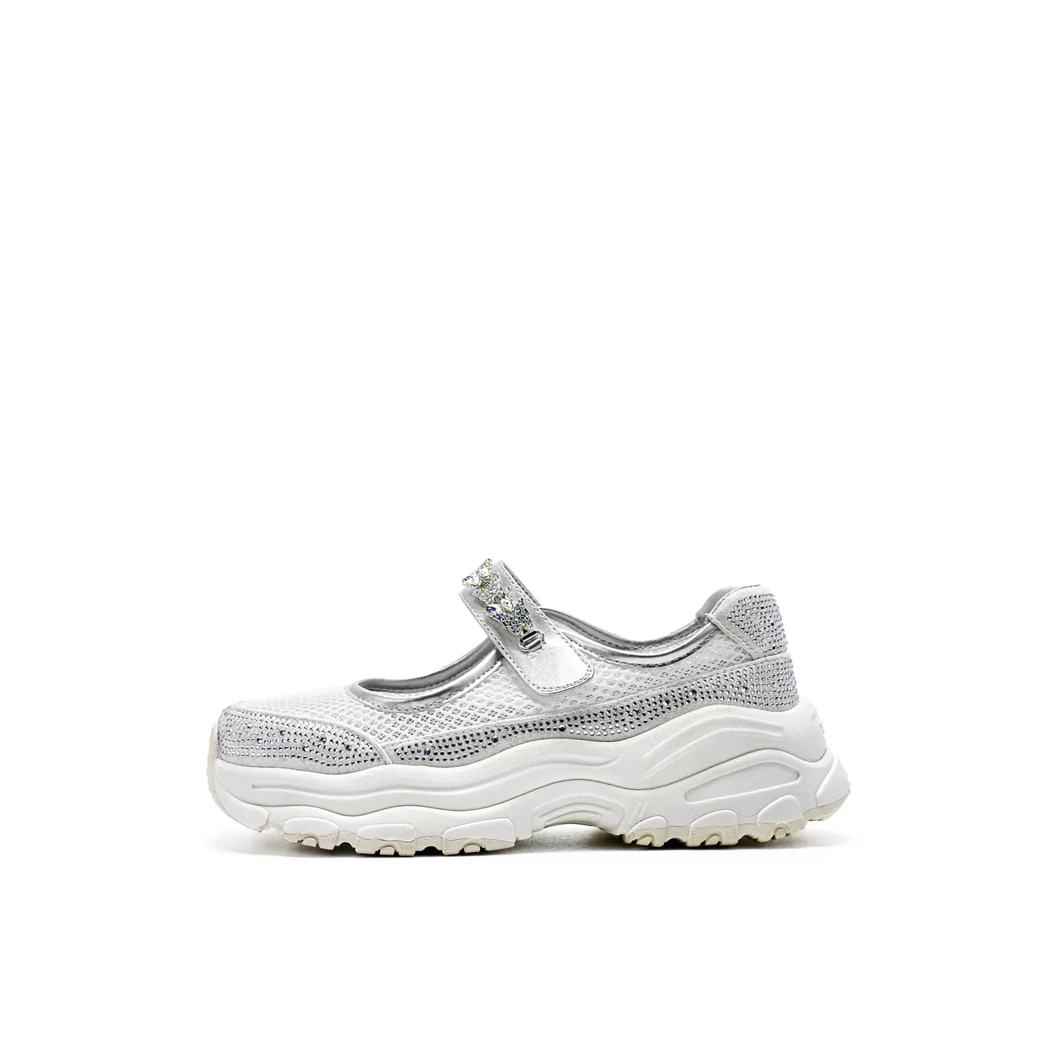 

Скользостойкие амортизирующие износостойкие дышащие низкие детские повседневные кроссовки Kids' Staccato, серебро