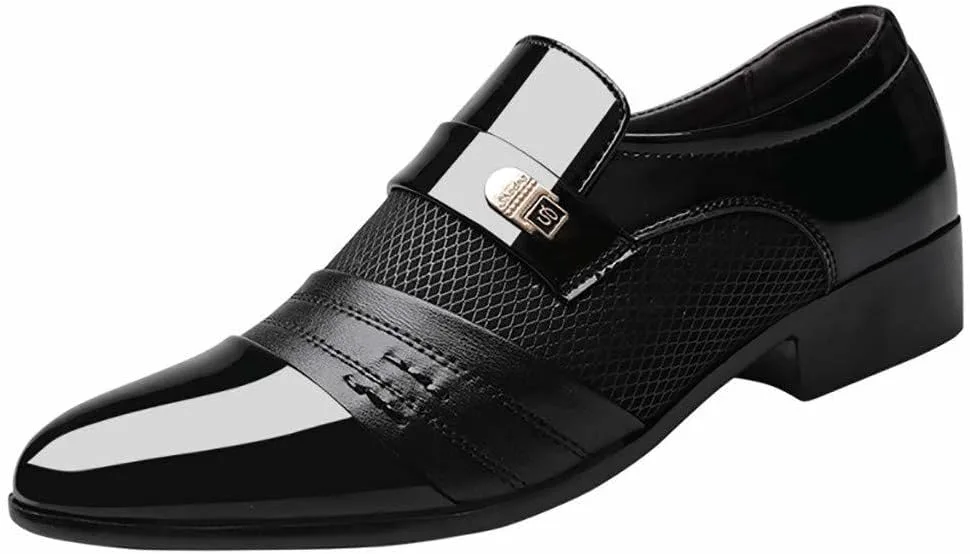 

Мужские деловые туфли HINDOLA Формальные оксфорды Модные свадебные туфли Кожаные туфли для мужчин, черный