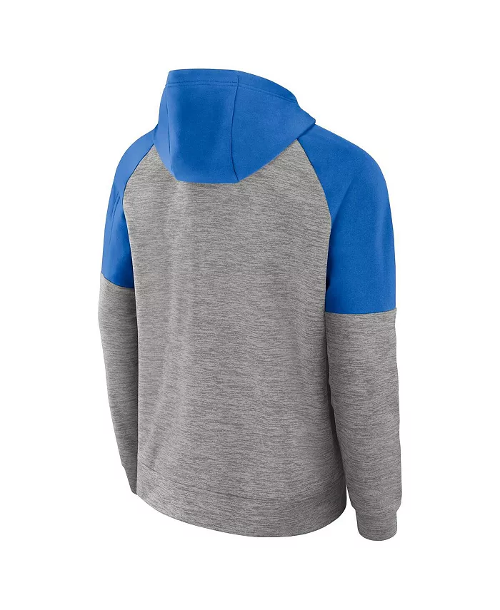 Мужская серая толстовка с эффектом хизера UCLA Bruins Fitness Raglan Performance на молнии Jordan — фото 2