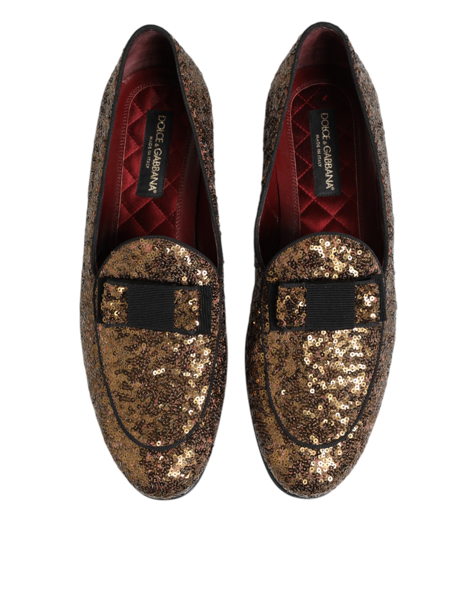 Мужские туфли-лоферы с золотыми пайетками Dolce & Gabbana, золото — фото 3