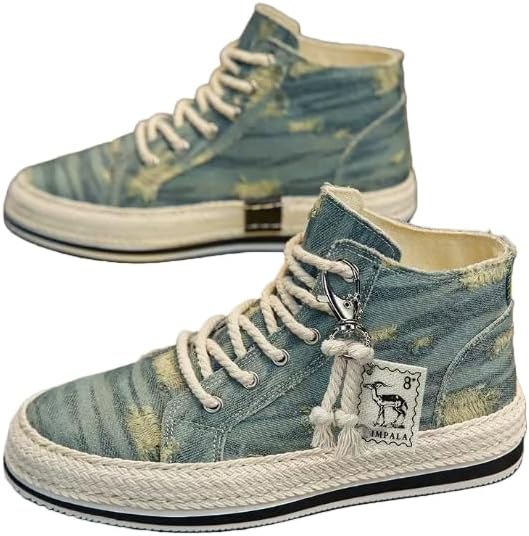 

Мужские высокие кеды из ткани для повседневной носки, скейтбординга и ходьбы, модные удобные обувь с мягкой подошвой Hhhchpm, светло-голубой