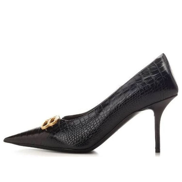 Кроссовки square knife bb croc-effect leather pumps 'black' Balenciaga, черный