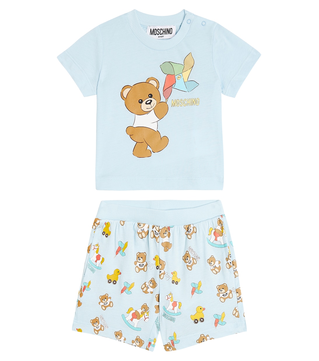 

Комплект из футболки и шорт из джерси с принтом для малышей Moschino Kids, Baby Sky Toy Play