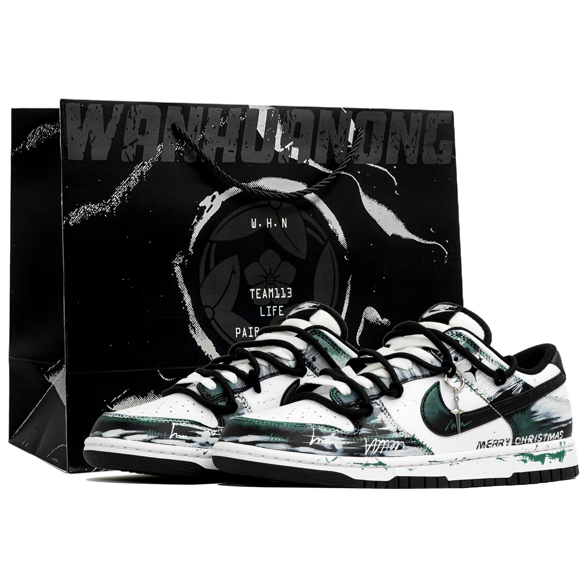 

Nike Кроссовки Dunk Wan Hua Nong, Ji Feng Jing, Shopping Bag, устойчивые к истиранию, низкие, для скейтбординга, мужские, черно-белые