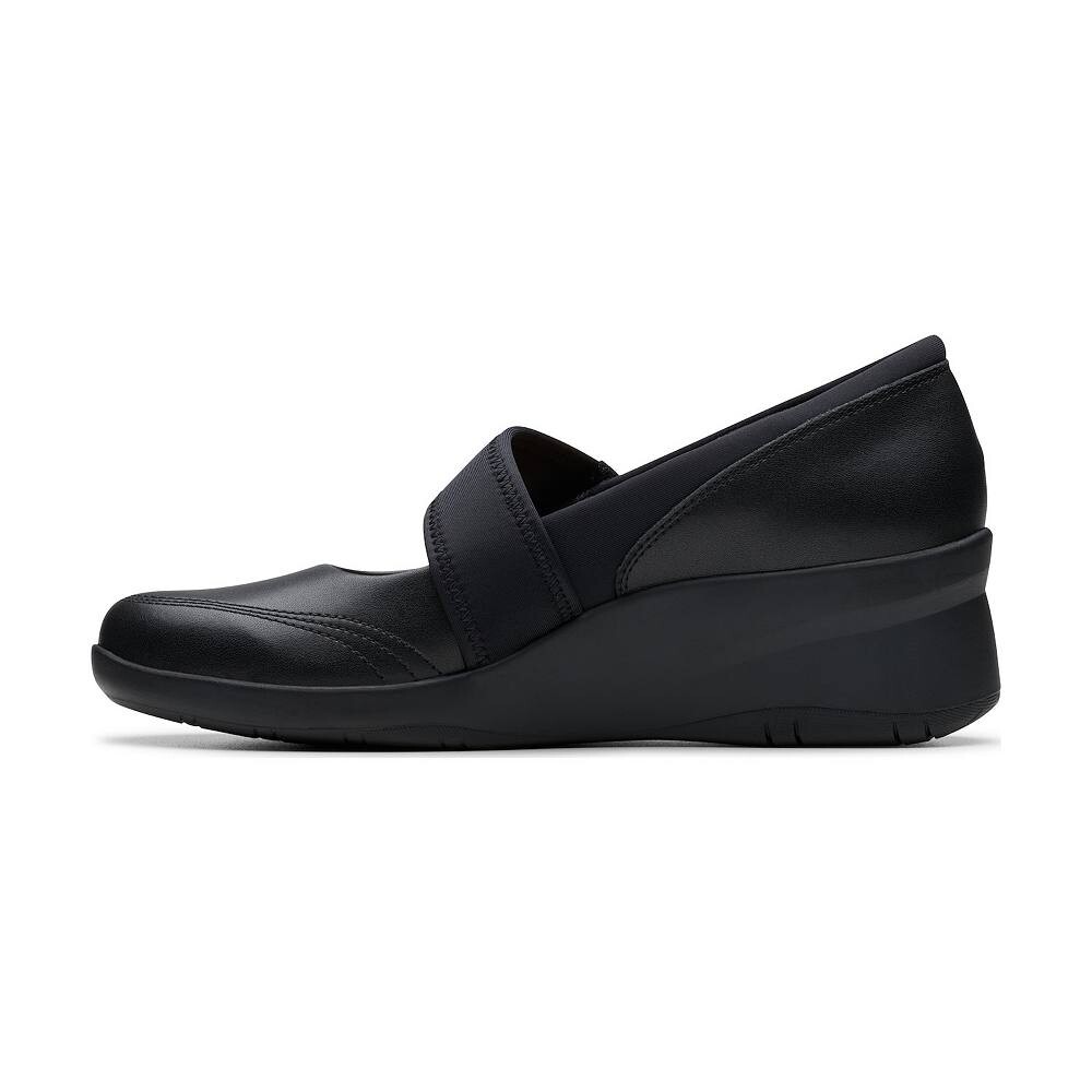 Clarks Suttyn May Женские кожаные туфли на танкетке Mary Jane, черный — фото 2