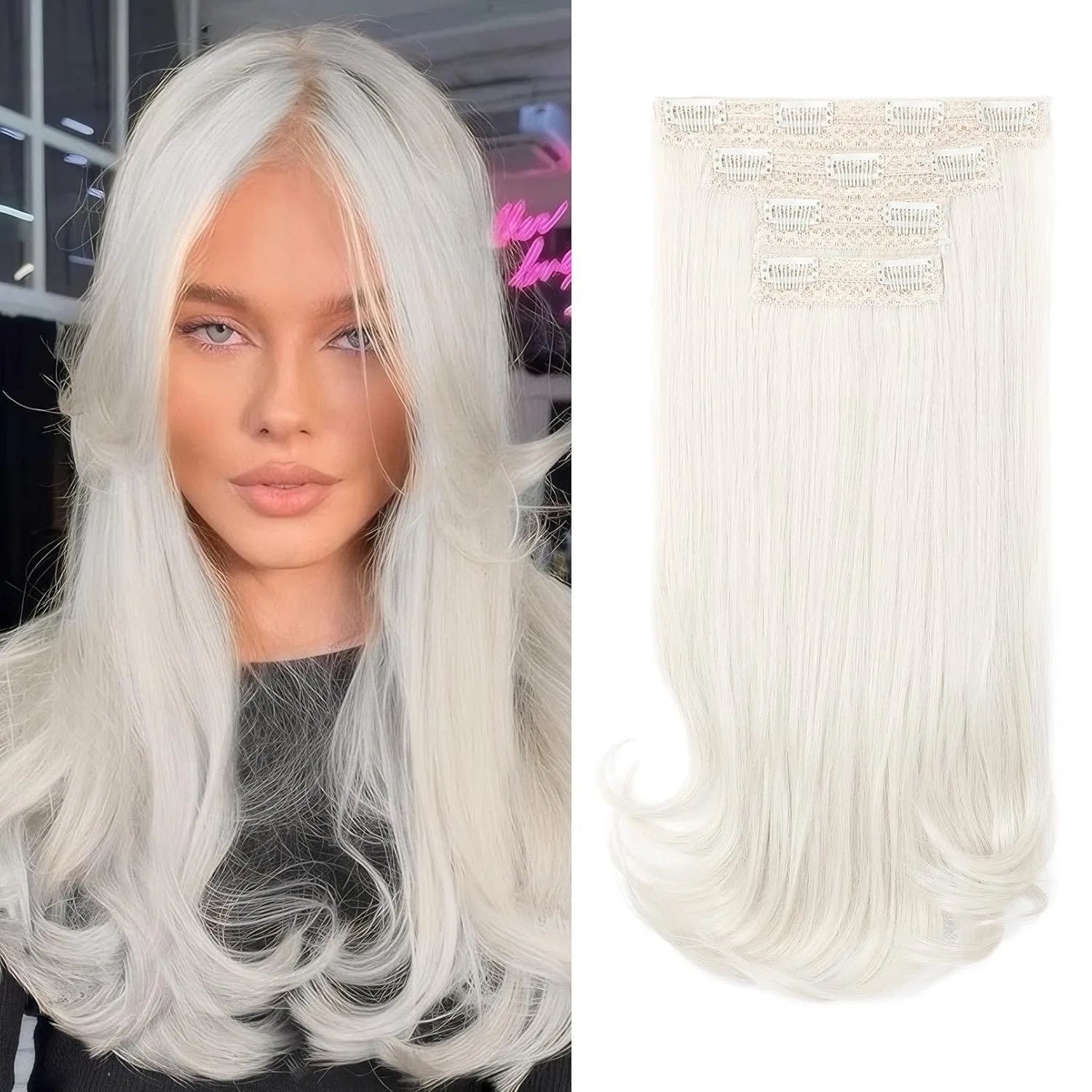 Накладные волосы REECHO Clip-in Extensions 4 штуки Reecho, Platinum Blonde