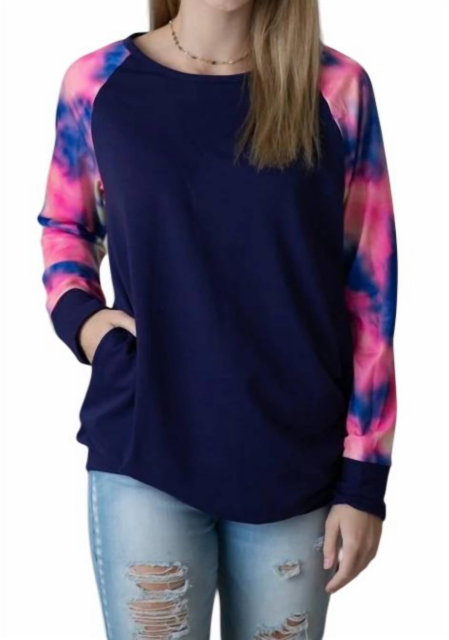 

Туника с карманами Tie Dye темно-синего цвета Shirley Stone