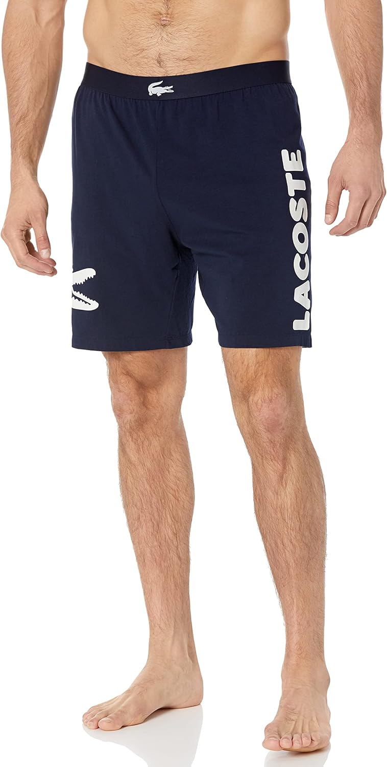 

Мужские хлопковые пижамные брюки-боксеры Lacoste с принтом Big Croc, Navy Blue/White