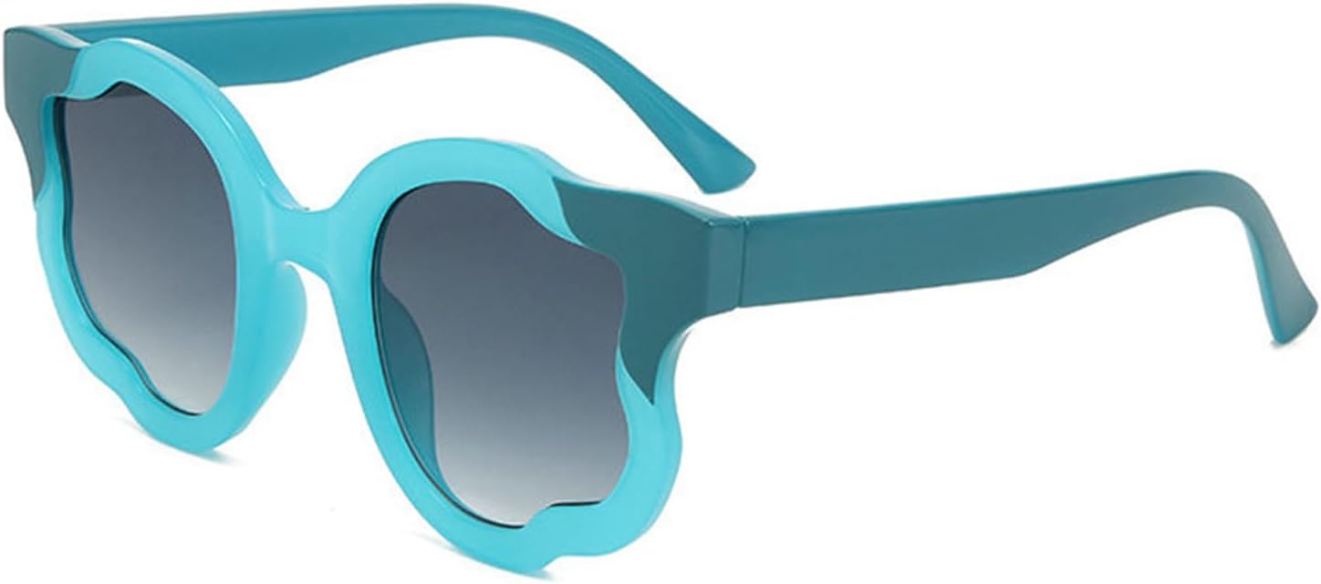 

Хелена, большие круглые панк-солнцезащитные очки для женщин в крупной оправе, роскошные очки с неровной волнообразной формой и цветочным рисунком, модель S68 helena, C3