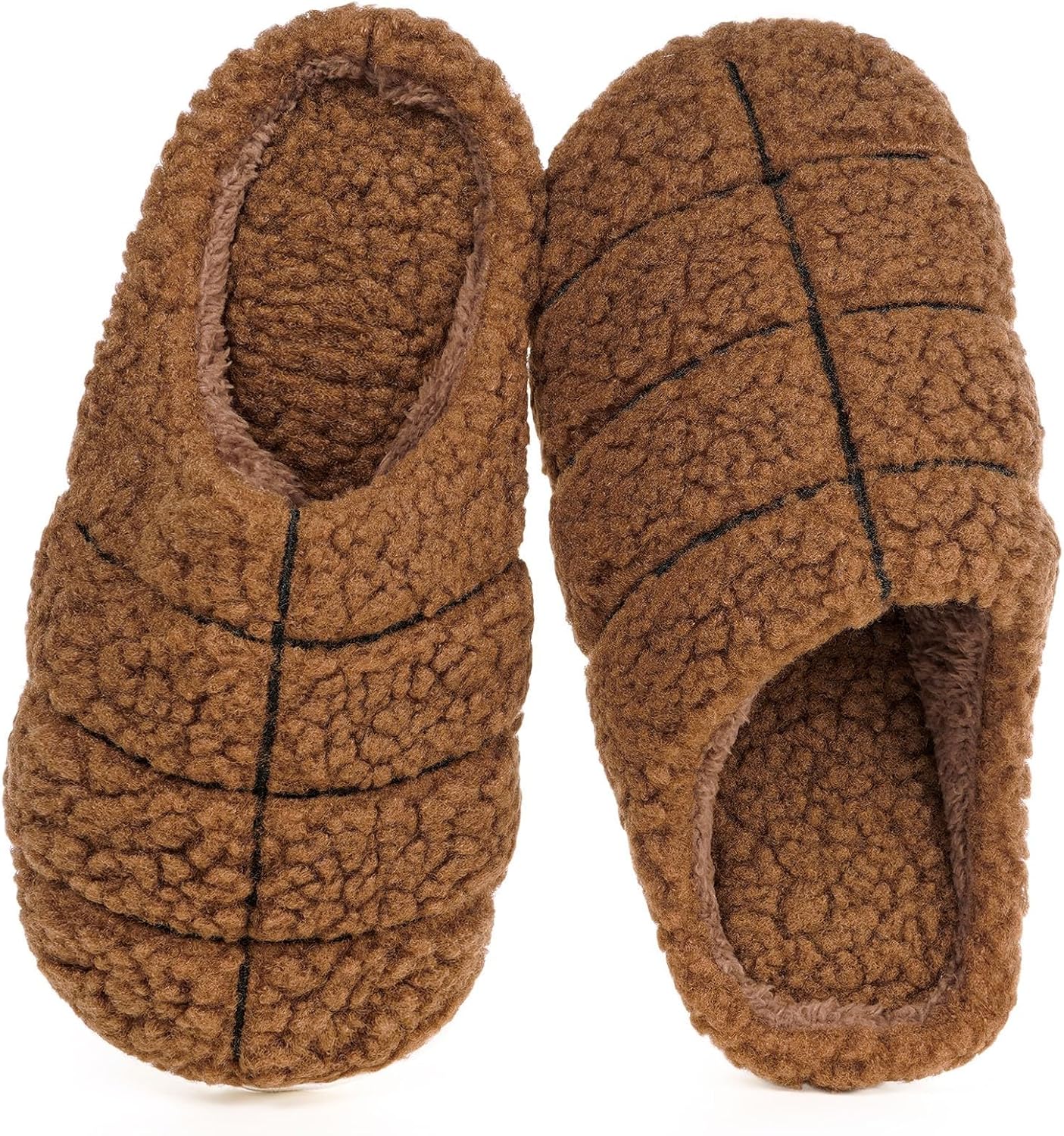 

Женские и мужские спортивные тапочки для зала, зимние утепленные плюшевые домашние тапочки с мемори-пеной, уютные шлепанцы для дома и спальни с противоскользящей подошвой Kukto, коричневый