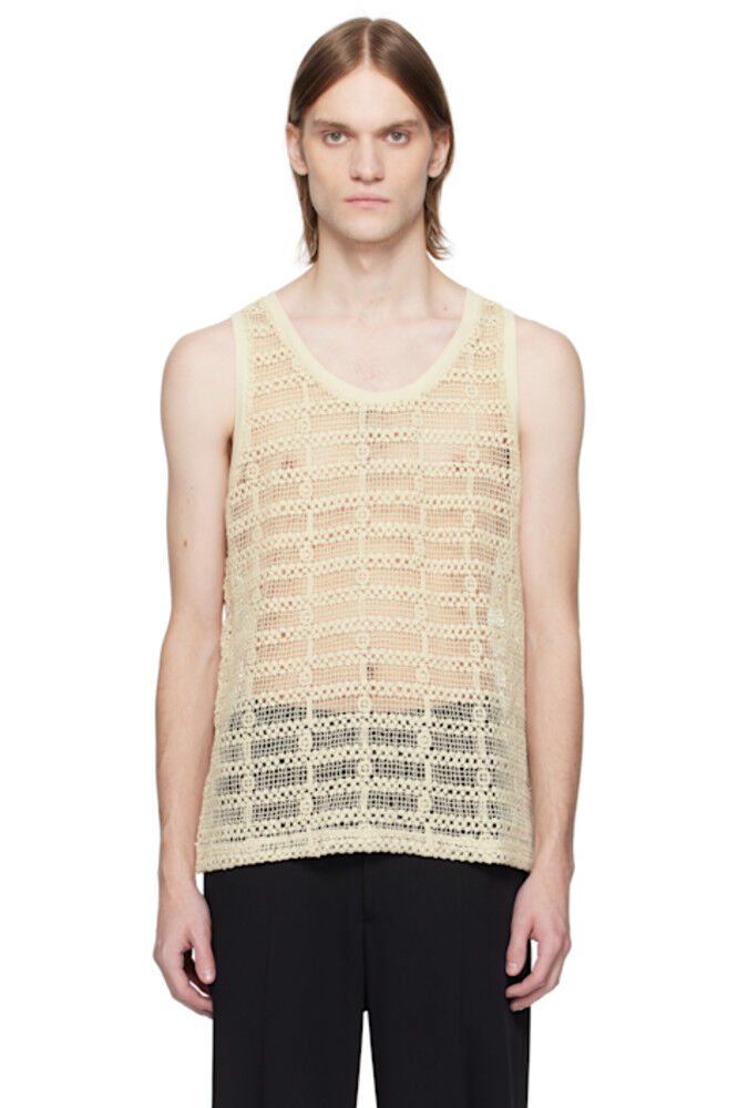 

SSENSE Эксклюзивная бежевая майка из хлопка, связанная крючком CMMN SWDN