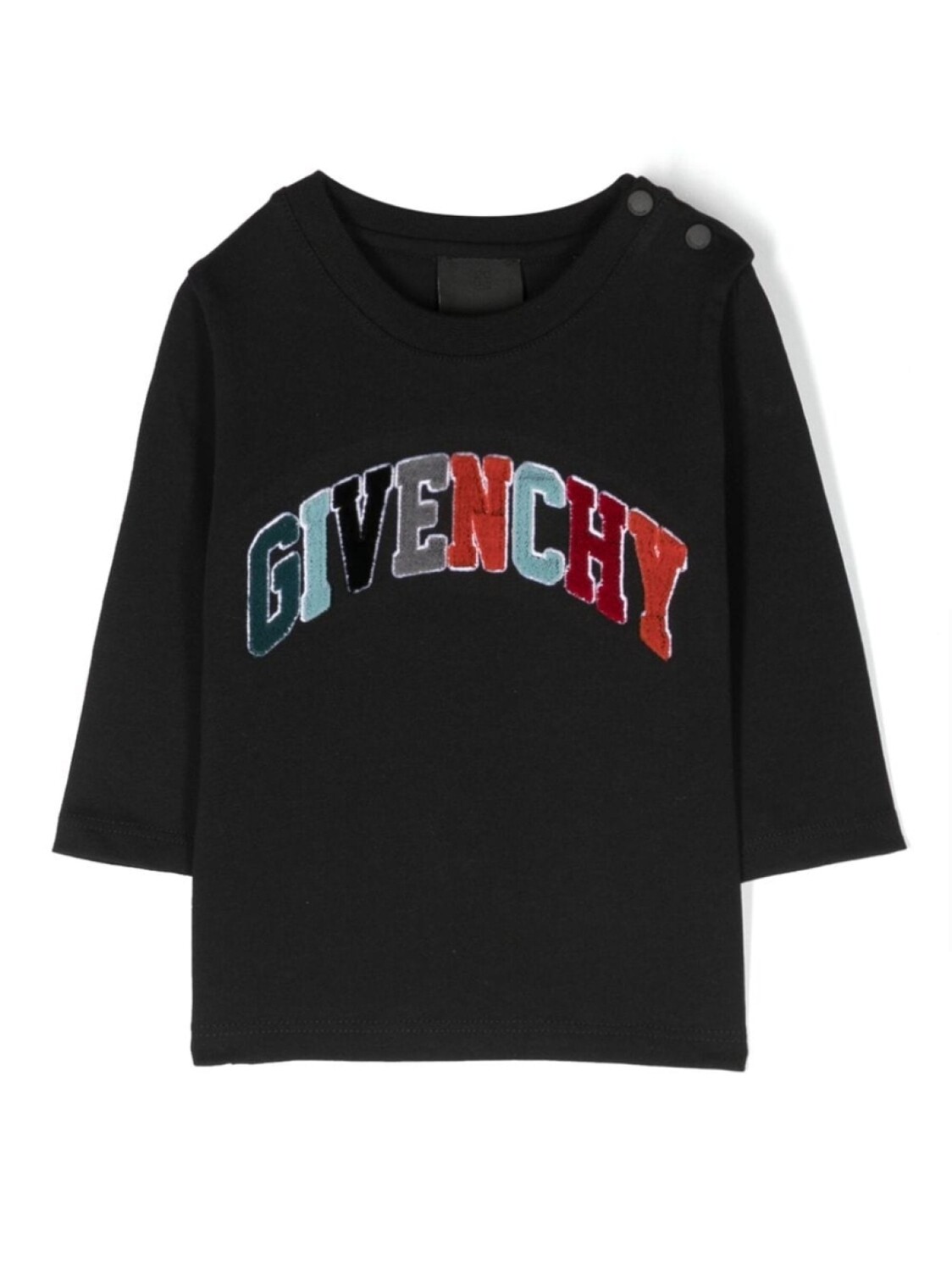 

Футболка с длинными рукавами и вышитым логотипом Givenchy Kids, черный