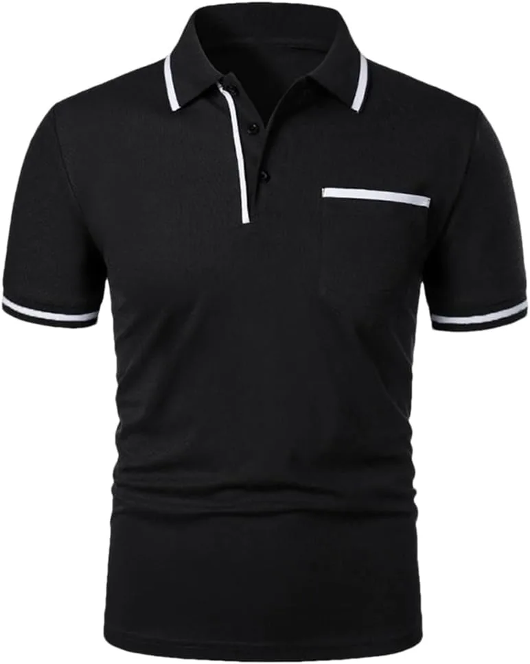 

Мужская поло с коротким рукавом и контрастной строчкой
