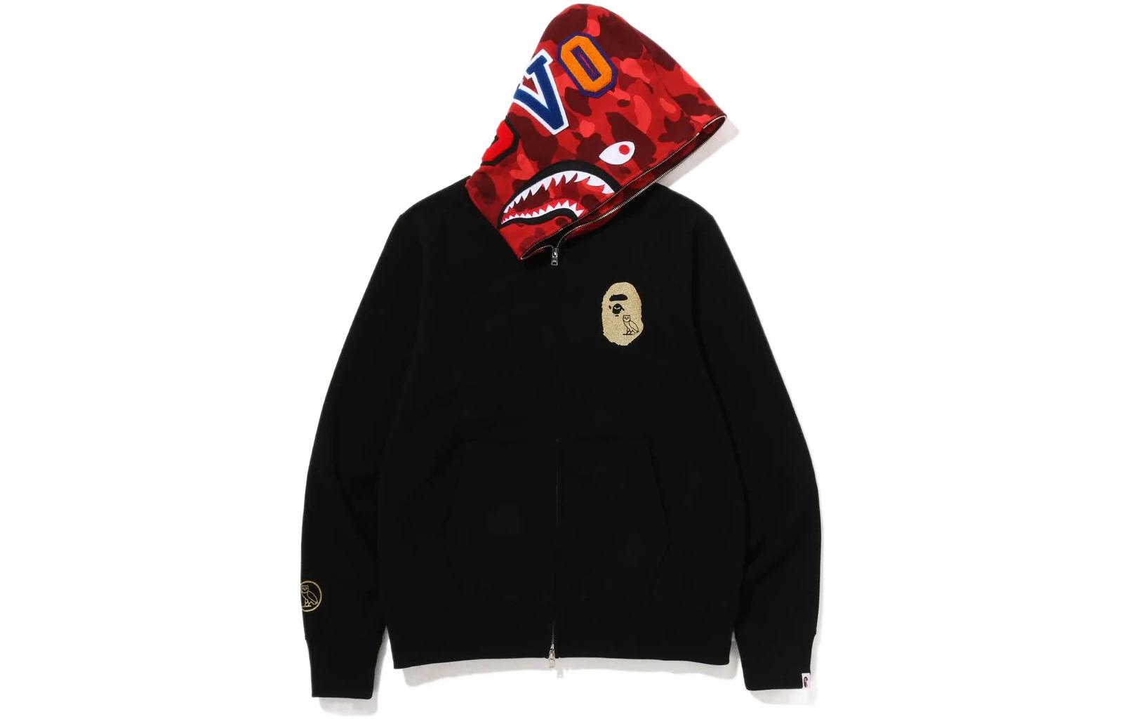 

Толстовка с капюшоном BAPE X OVO Shark на молнии A Bathing Ape, черный