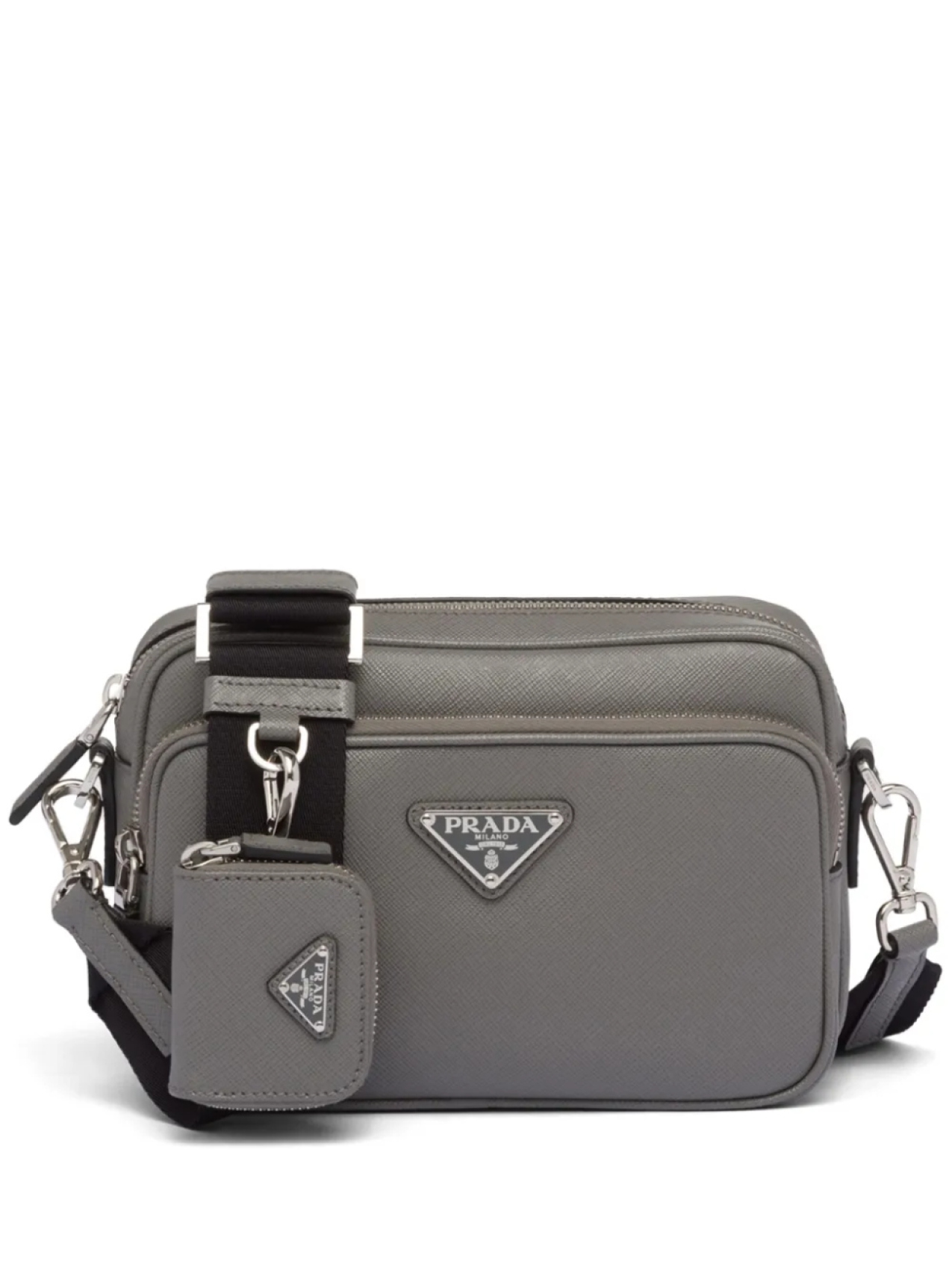 

Prada сумка на плечо из сафьяновой кожи с логотипом, серый