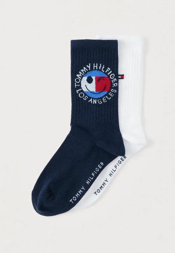 Детские носки унисекс с улыбающимися картинками, 2 пары Tommy Hilfiger, Blue/White
