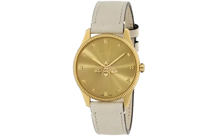 

Наручные часы кварцевый механизм кожаный ремешок 36 мм золотой циферблат женские часы GUCCI