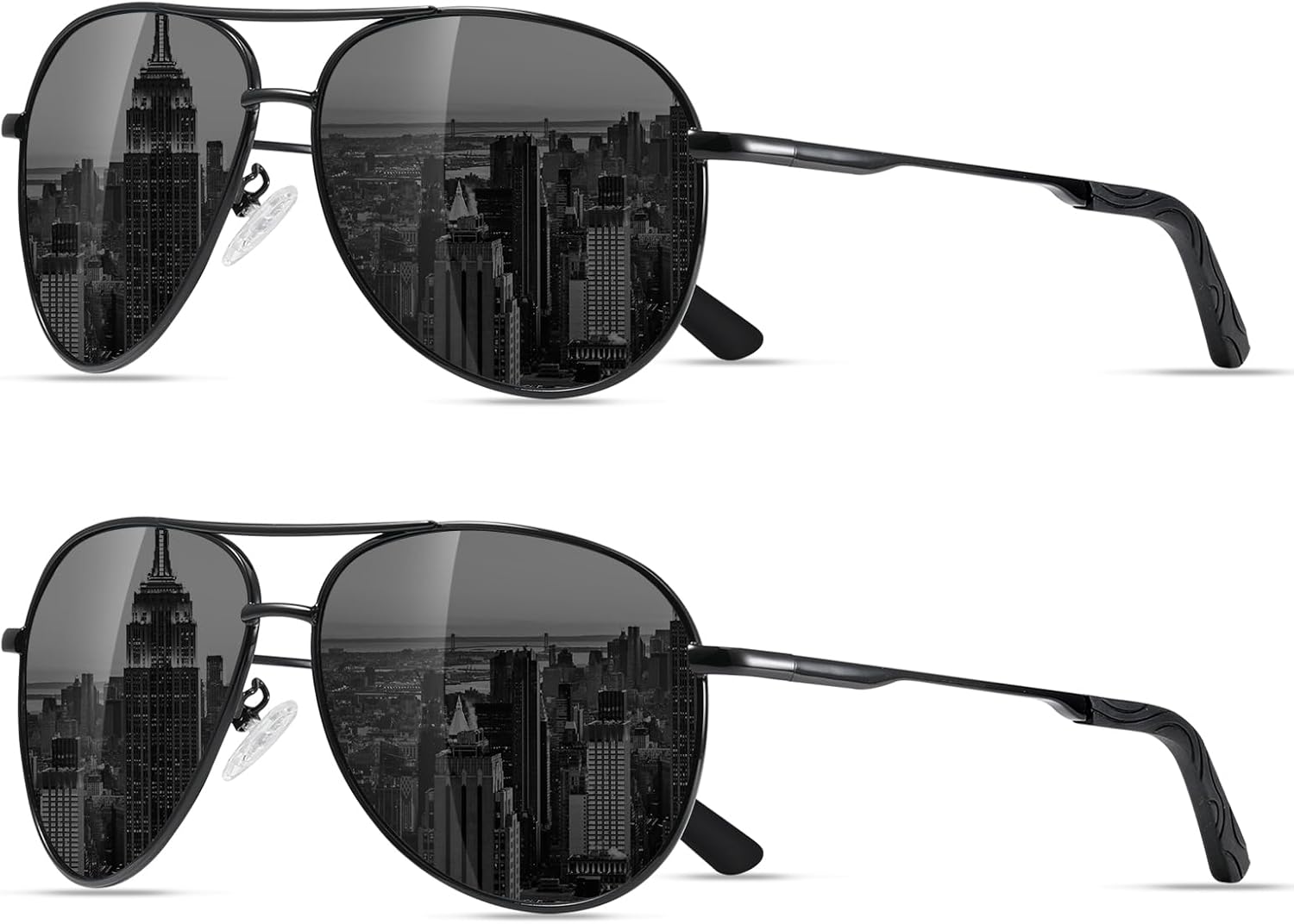 

Поляризованные солнцезащитные очки-авиаторы Eiuizah для мужчин и женщин — классические солнцезащитные очки для вождения, рыбалки и защиты от УФ-излучения, B3(2 Pack) Black*2