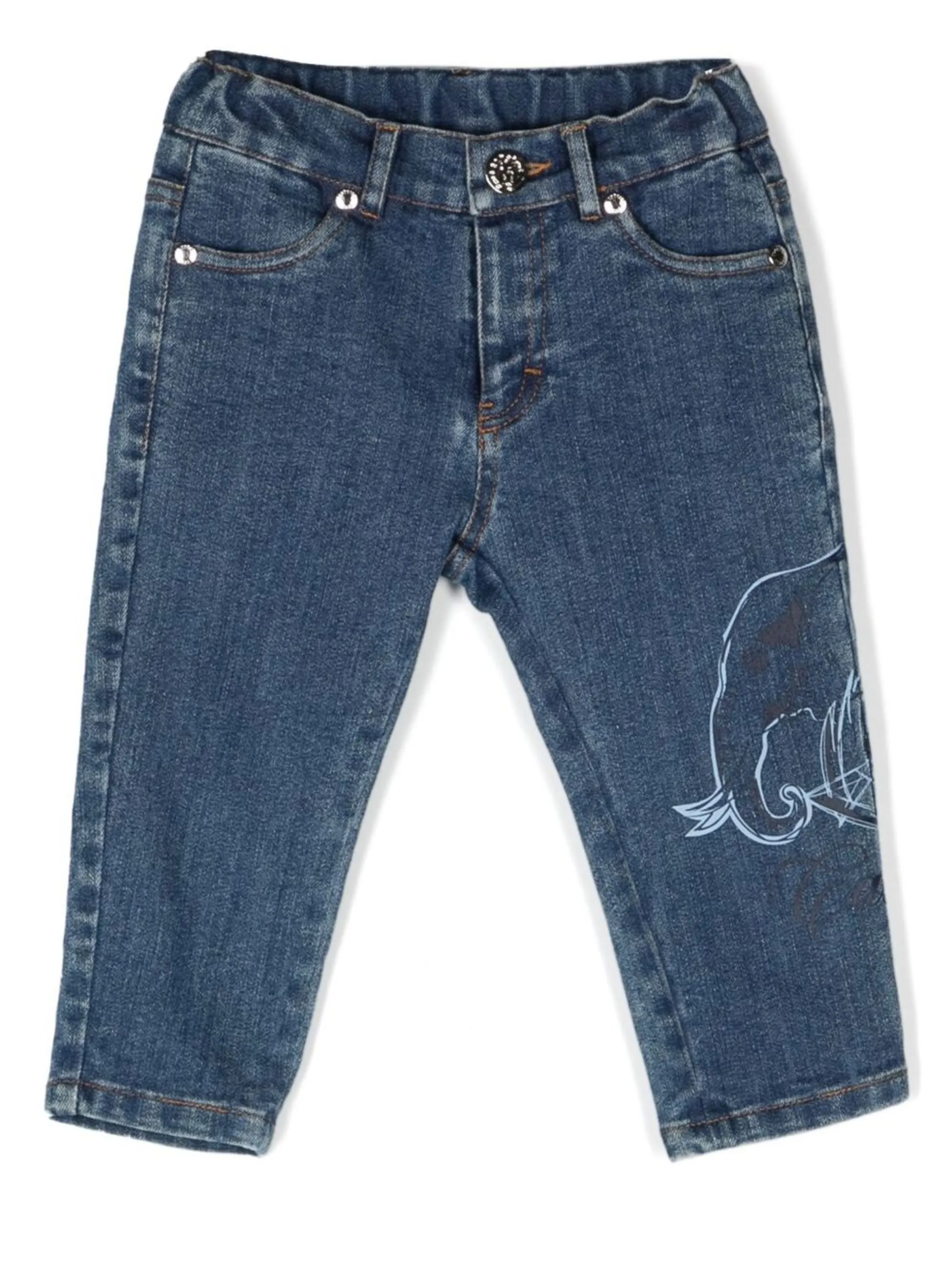 

Зауженные джинсы с логотипом Roberto Cavalli Junior, синий