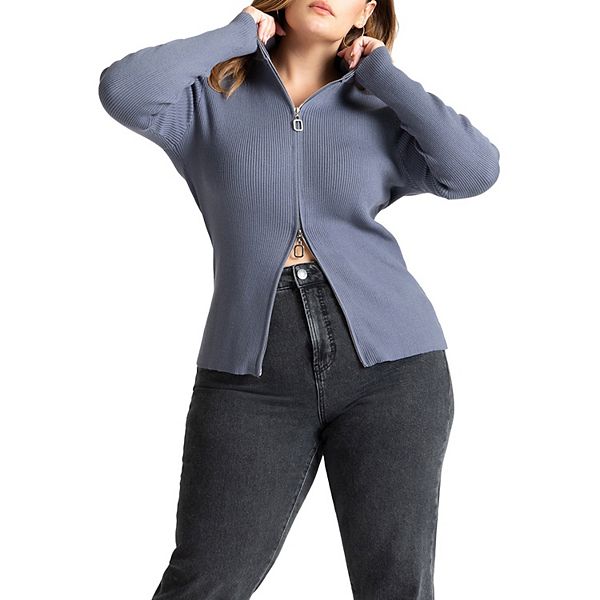 

Свитер с двусторонней молнией для женщин plus size Eloquii, Grey