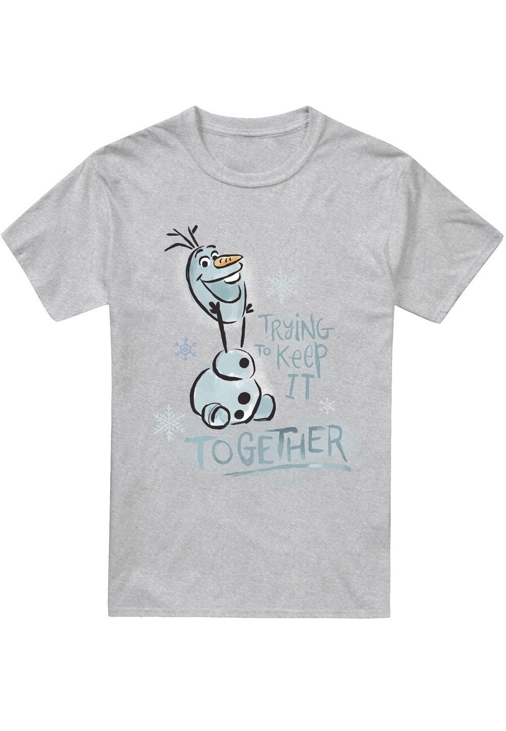 

Футболка с принтом FROZEN OLAF TRYING TO KEEP IT TOGETHER Disney, серый