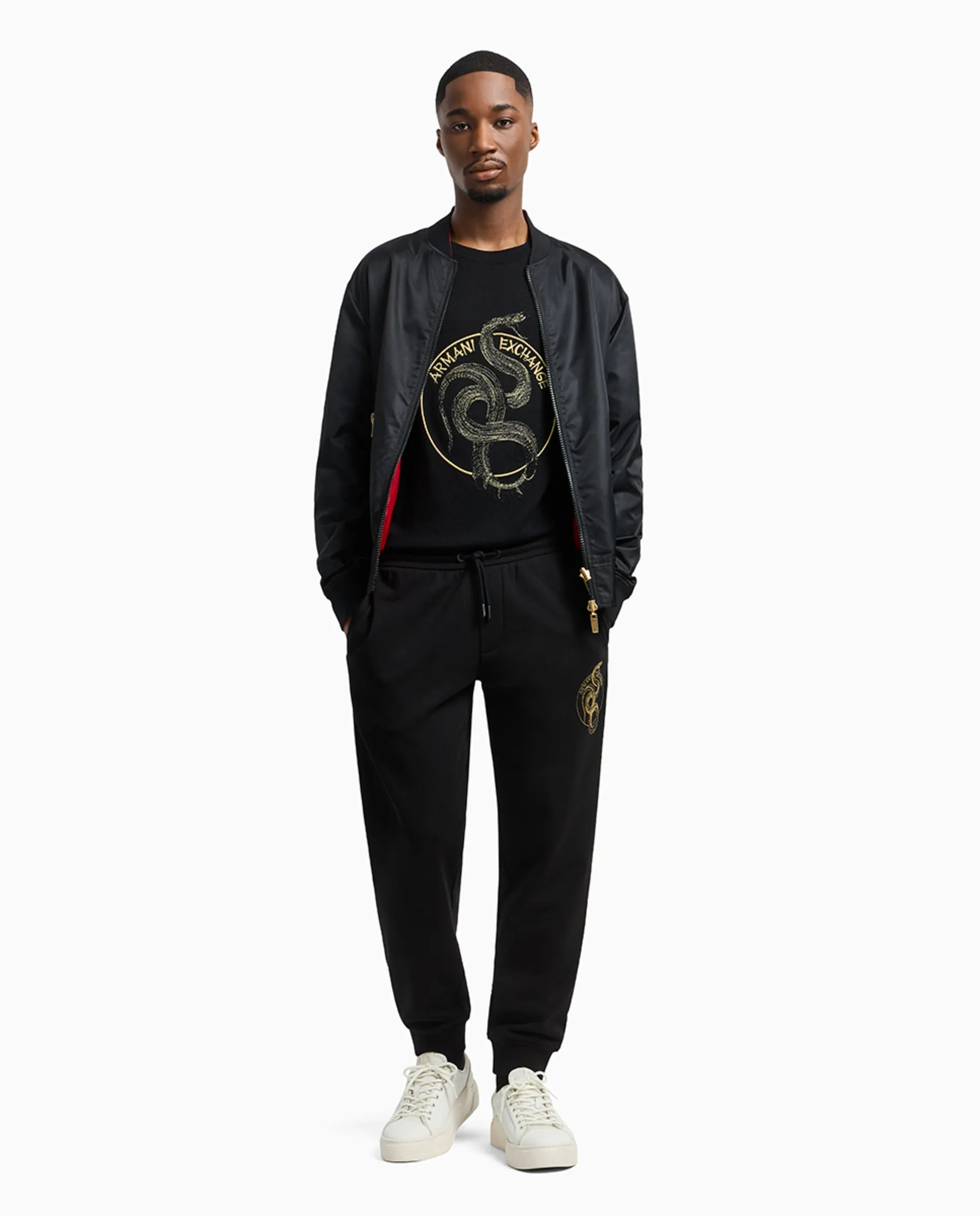 

Мужские брюки из флиса с принтом в честь китайского нового года Armani Exchange, черный