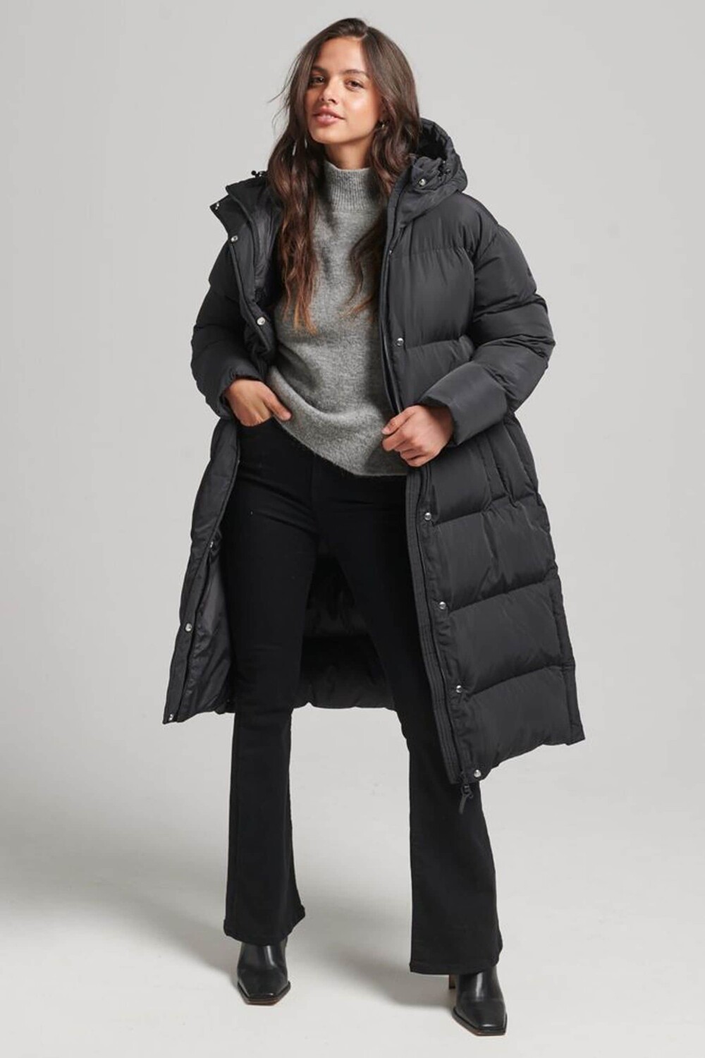 

Длинная утепленная стеганая куртка Studios Superdry, черный