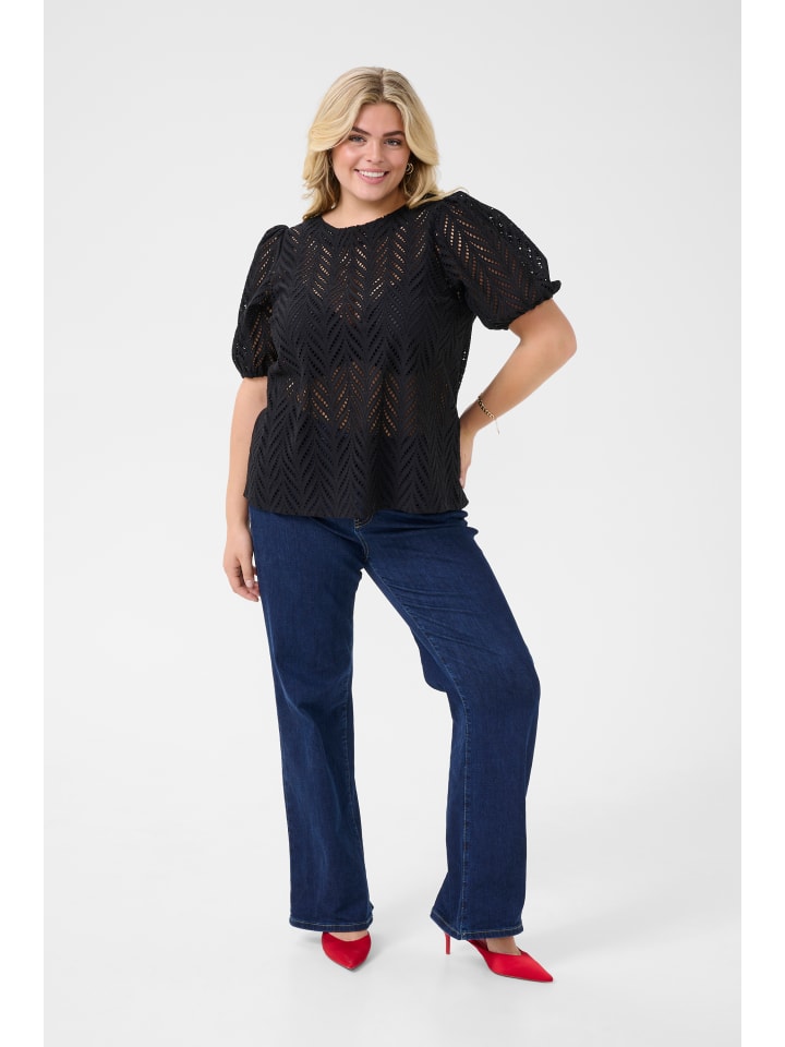 

Блузка с короткими рукавами KCmasia, стандартный крой, цвет: черный, глубокий KAFFE curve