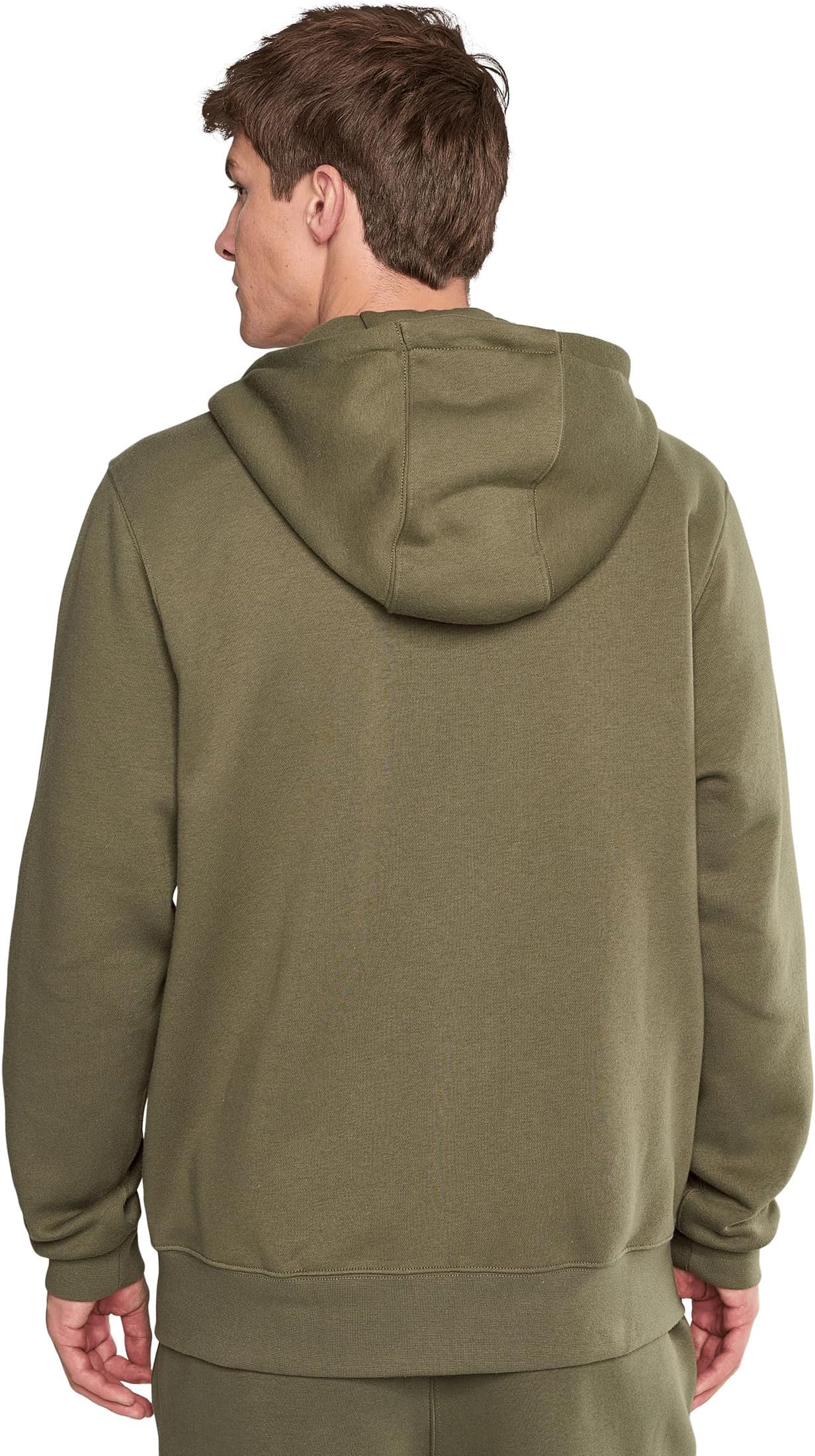 

Мужская клубная флисовая толстовка с капюшоном на молнии Nike, Medium Olive/Medium Olive/White