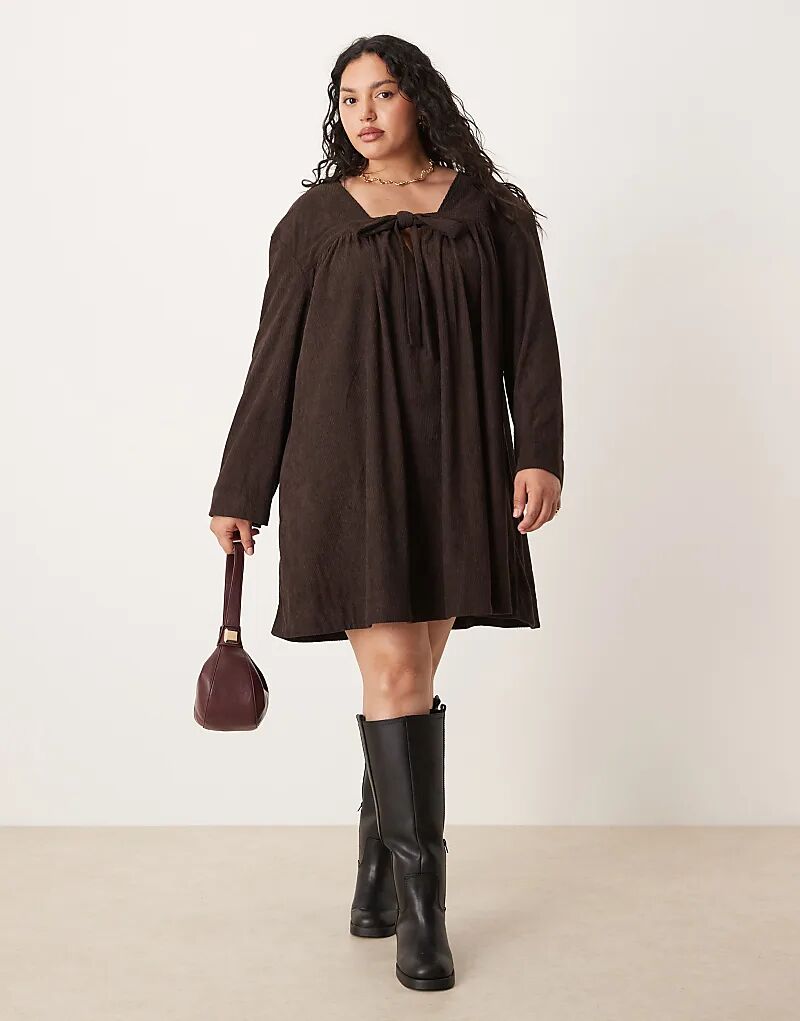 

Платье-рубашка мини ASOS DESIGN Curve со шнурком спереди, сливового цвета