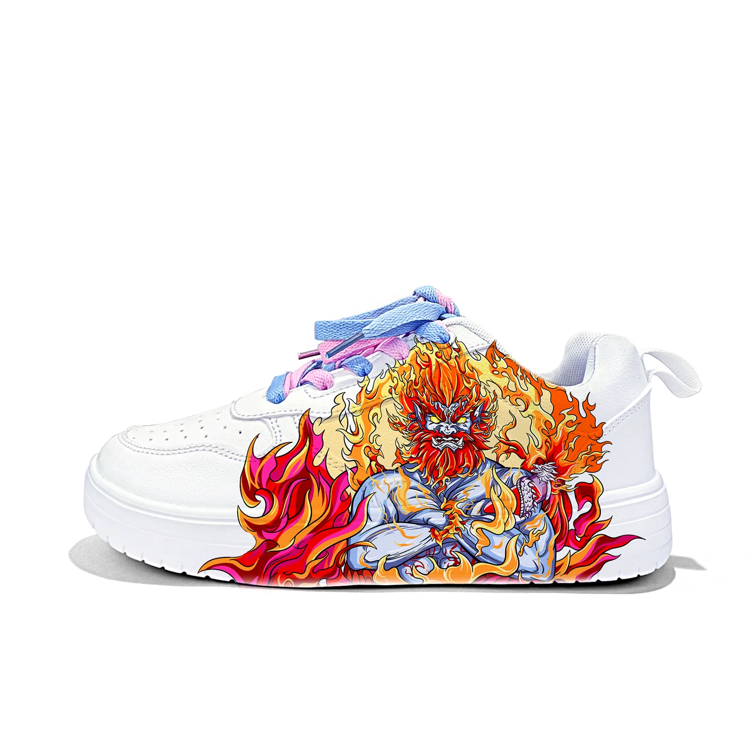 Легкие дышащие скейтерские кеды из искусственной кожи унисекс ZUOLENGCHAN, White Pink Blue-National Trend Envy Diamond-ZLA2099D