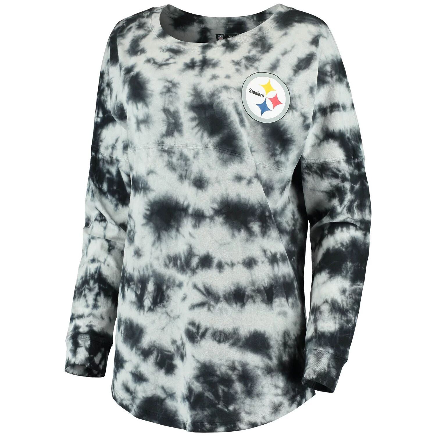

Черная женская футболка New Era Pittsburgh Steelers с длинными рукавами и принтом тай-дай New Era, Черный, Черная женская футболка New Era Pittsburgh Steelers с длинными рукавами и принтом тай-дай New Era