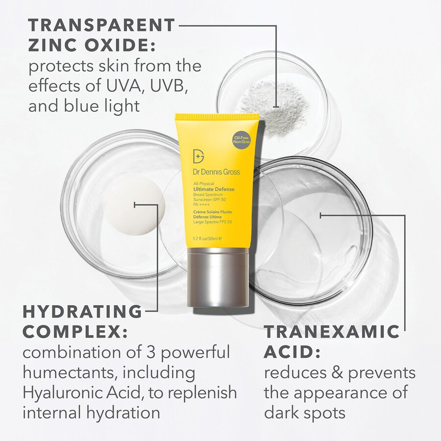 Солнцезащитный крем широкого спектра действия All-Physical Ultimate Defense SPF 50 PA++++ Dr. Dennis Gross Skincare, 1.7 oz /50 ml — фото 3