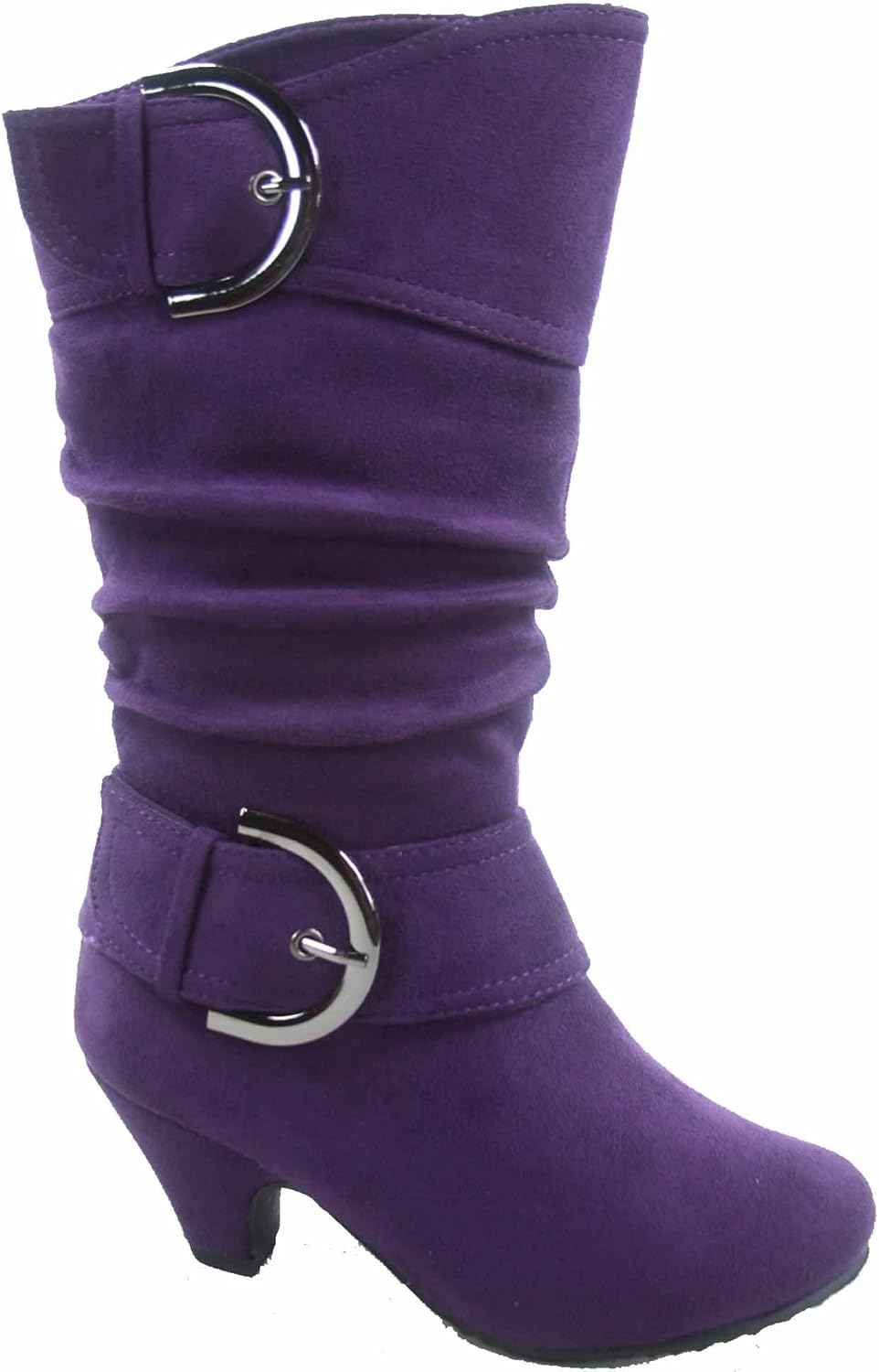 

FZ Auto-9ks Детская мода для девочек Милейшие ботинки с круглым носком и пряжкой, боковой молнией и низким каблуком Generic, Purple Sv