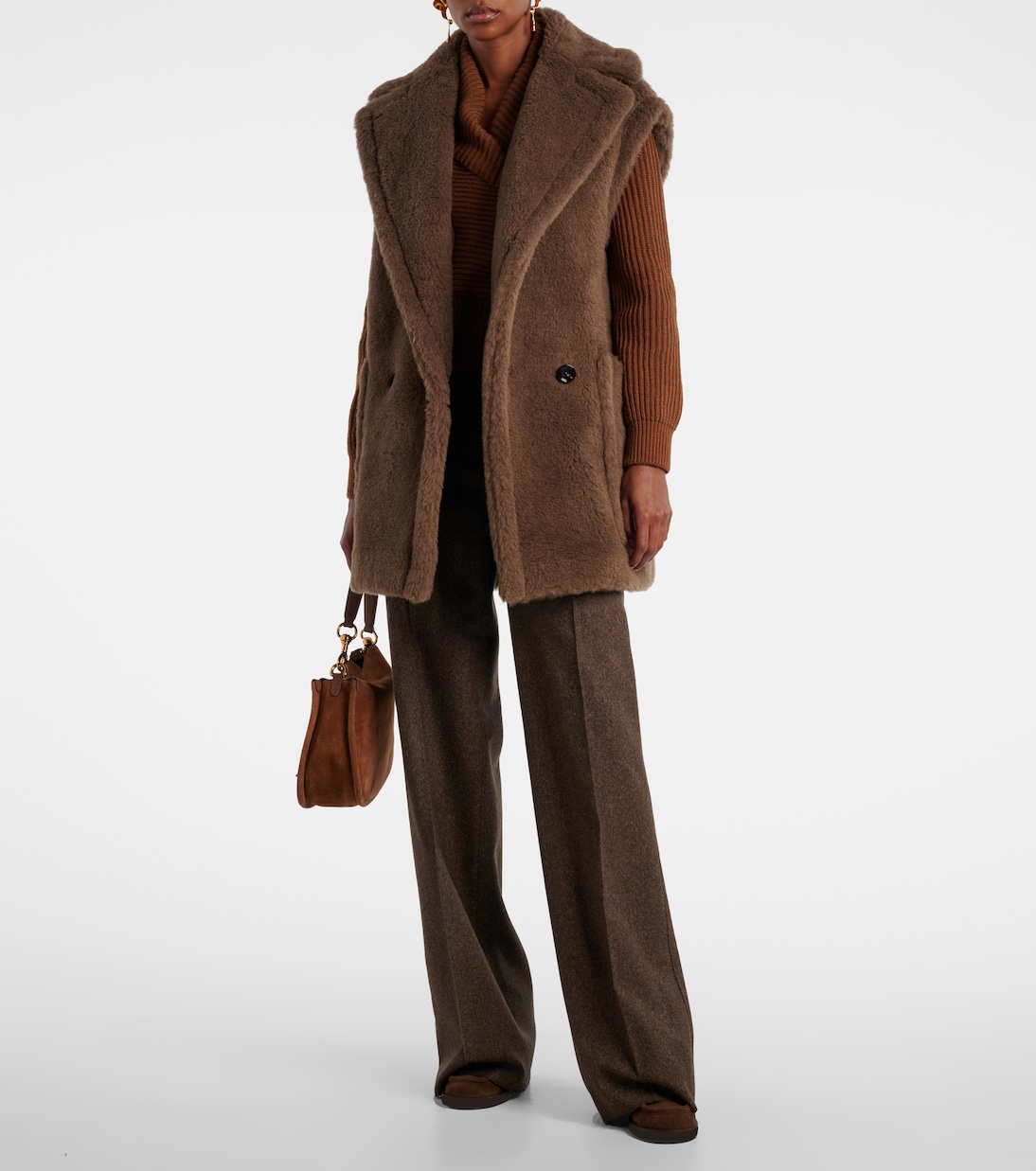 Жилет Тедди из альпаки, шерсти и шелка Max Mara, Cacha Scuro — фото 2