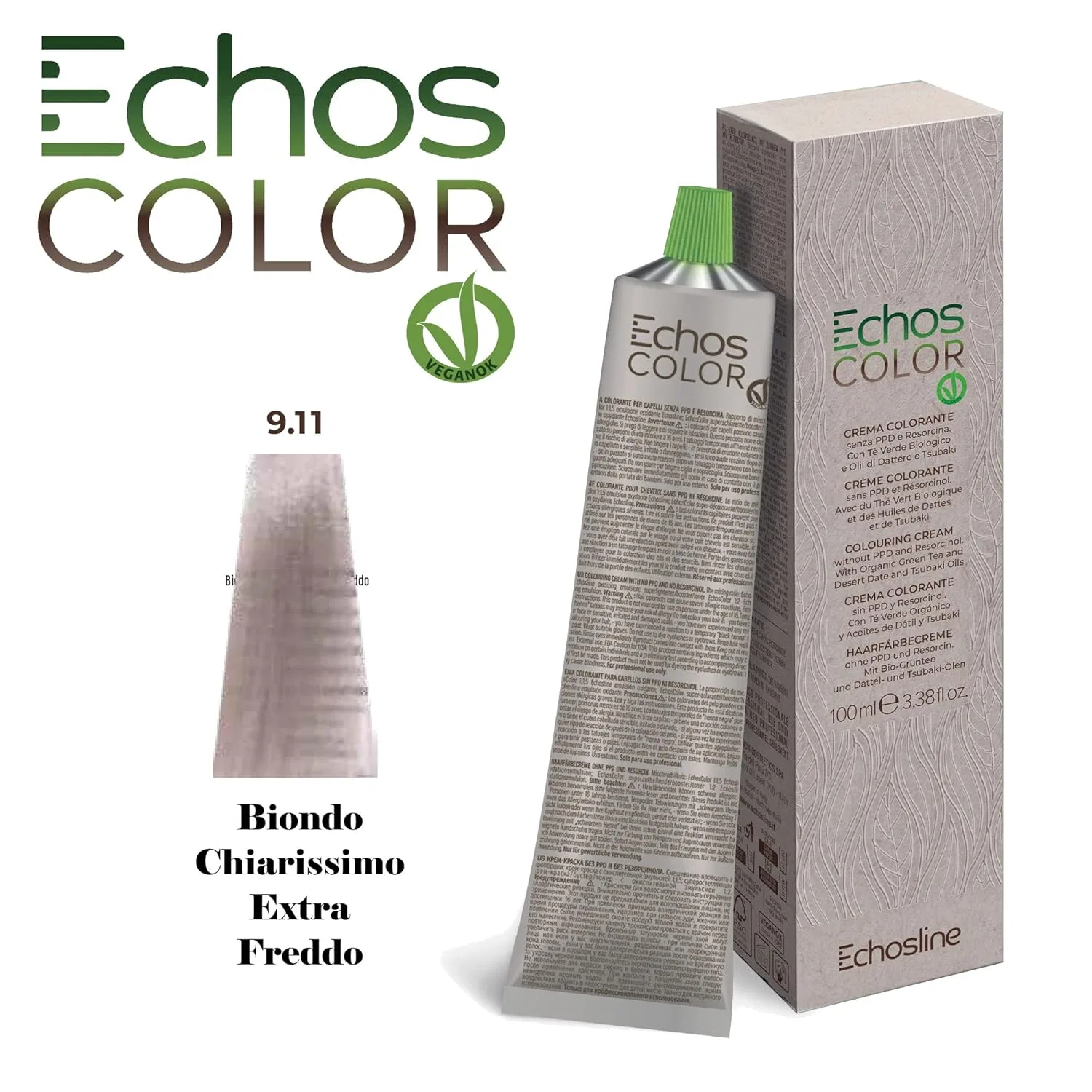 Крем-краска для волос «9.11 Extra Cold Very Light Blonde» от Echos Colour ‎Corrado — фото 2