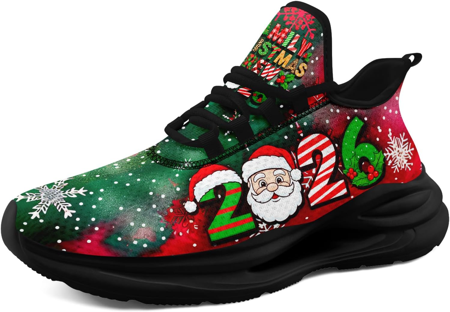 

Кроссовки AWSOLE на Рождество для мужчин и женщин, дышащие, удобные, с амортизацией, красные, белые и черные, стильные, легкие, для бега