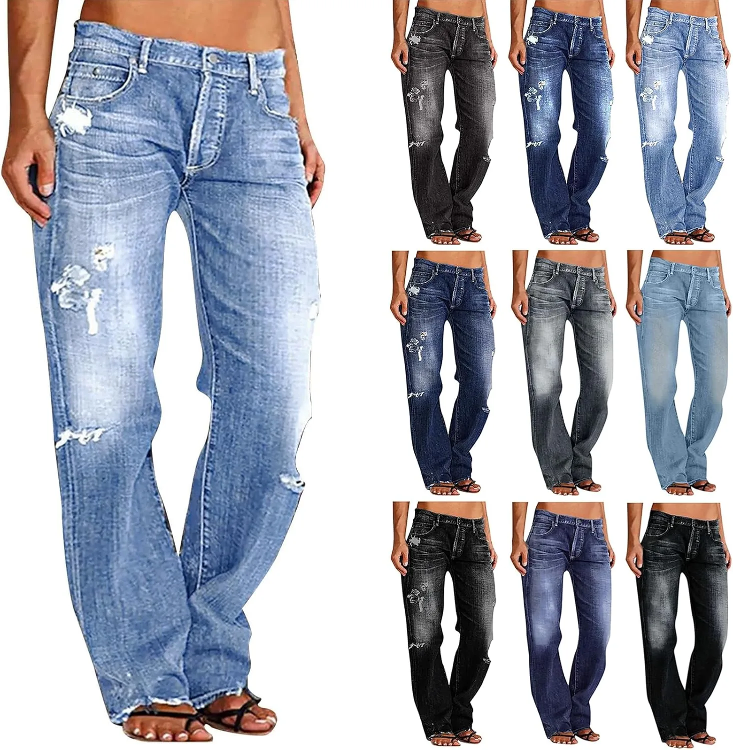 

Джинсы женские wide leg distressed low rise Slakkenreis