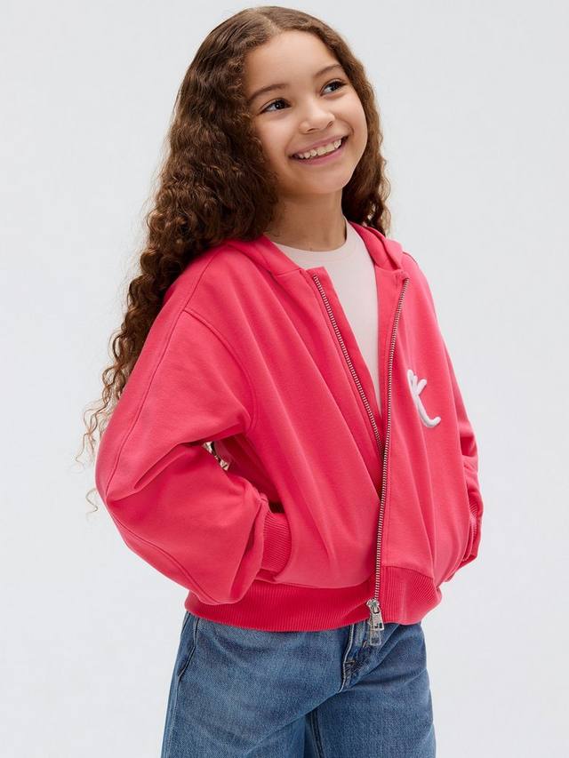 

Детская худи свободного кроя на молнии из хлопковой смеси Calvin Klein, Teaberry