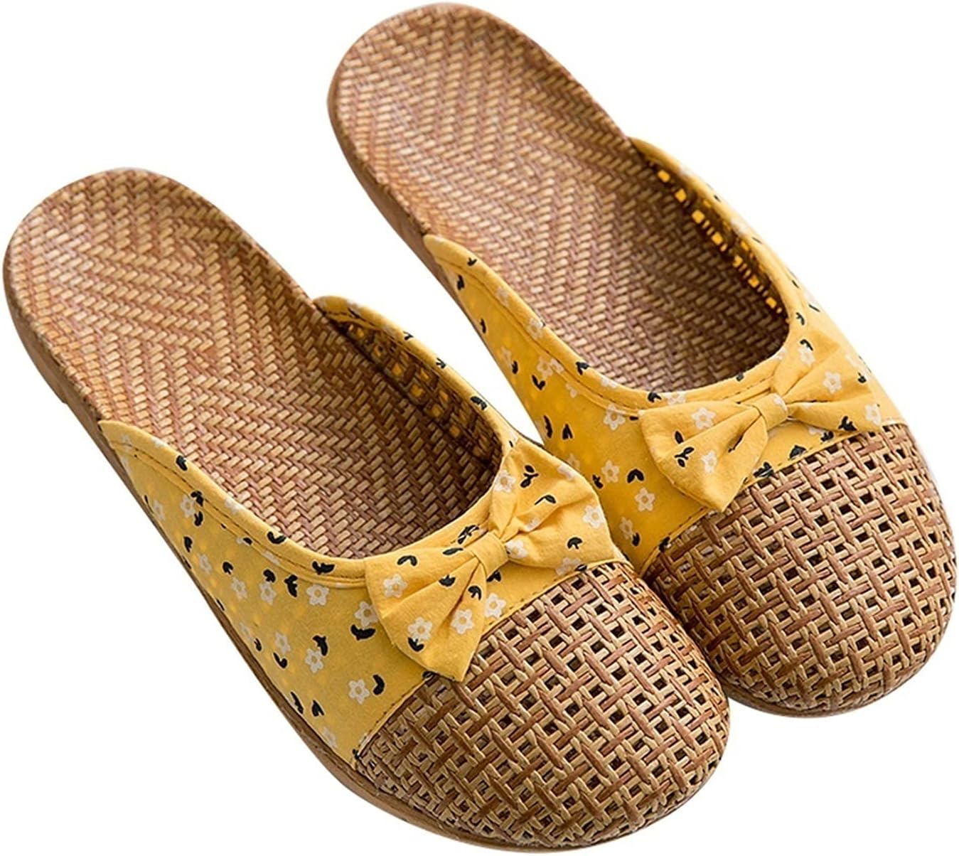 

Домашние женские тапочки с открытым носком на татами с милым бантиком, льняные домашние тапочки с мягкой подошвой для спальни, комфортные тапочки на все сезоны, плетеные из соломы сандалии (цвет: фиолетовый, размер: 35/36 EU) Kitcissl