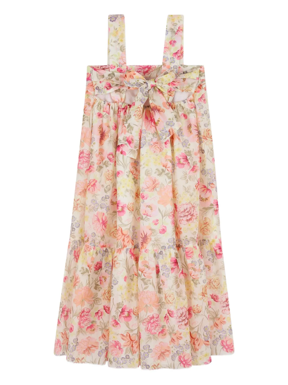 Платье с цветочным принтом Chloé Kids, бежевый — фото 2