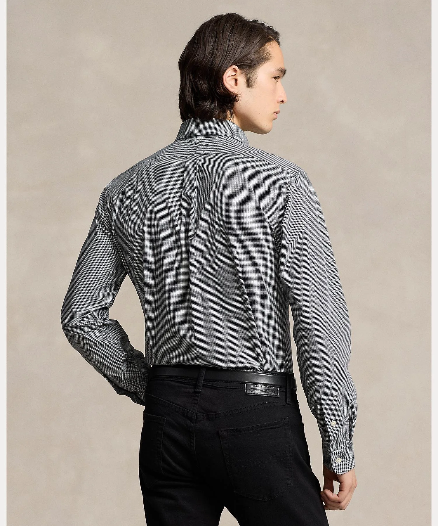 Классическая клетчатая рубашка из эластичного поплина Polo Ralph Lauren, 001 Black — фото 4