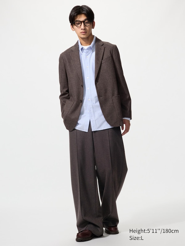 Широкие брюки из начесанного джерси (удлиненные) Uniqlo, 57 olive — фото 3